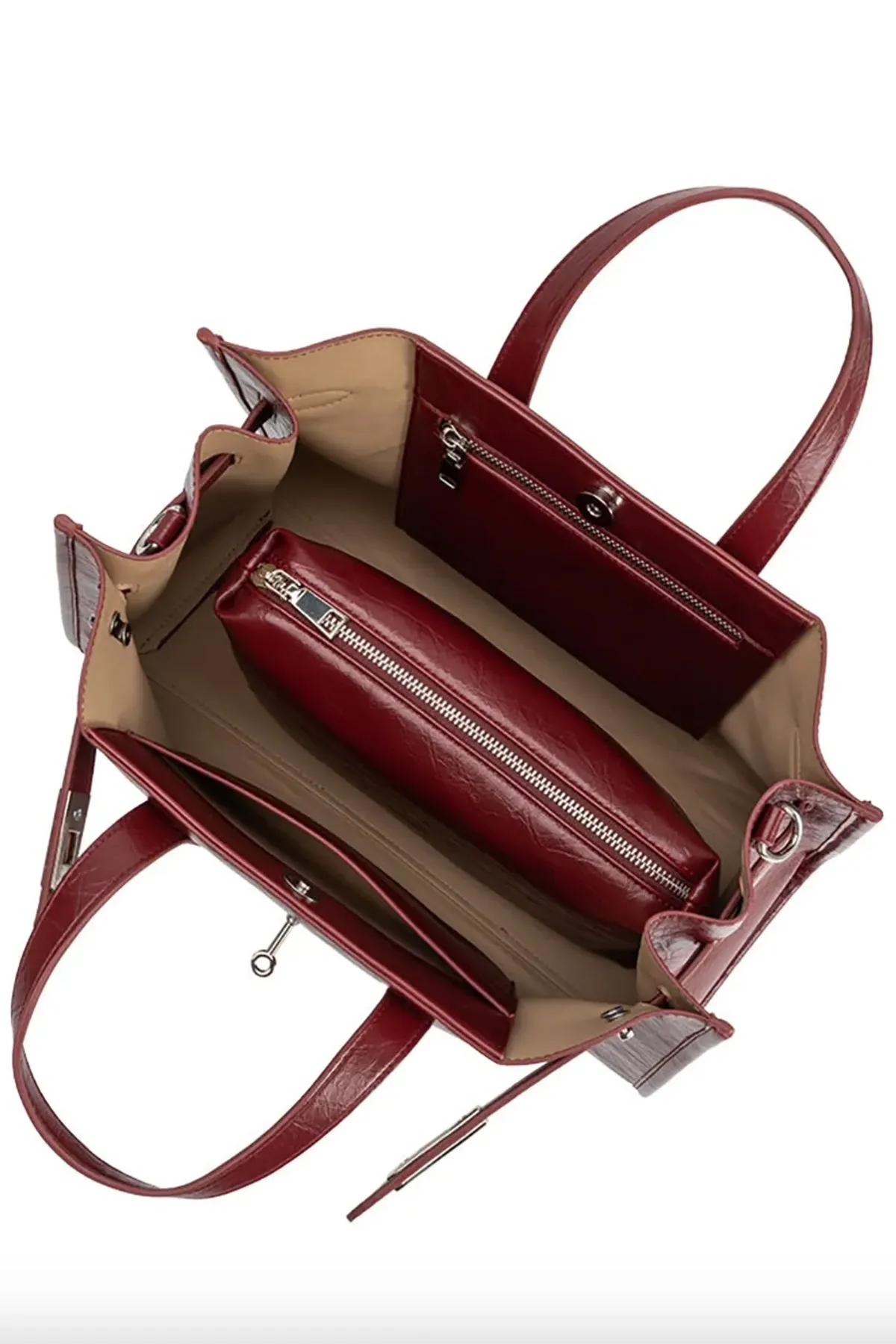 Sutton Burgundy Recycled Vegan Leather Tote Bag sold by French Cuff product image thumbnail 5