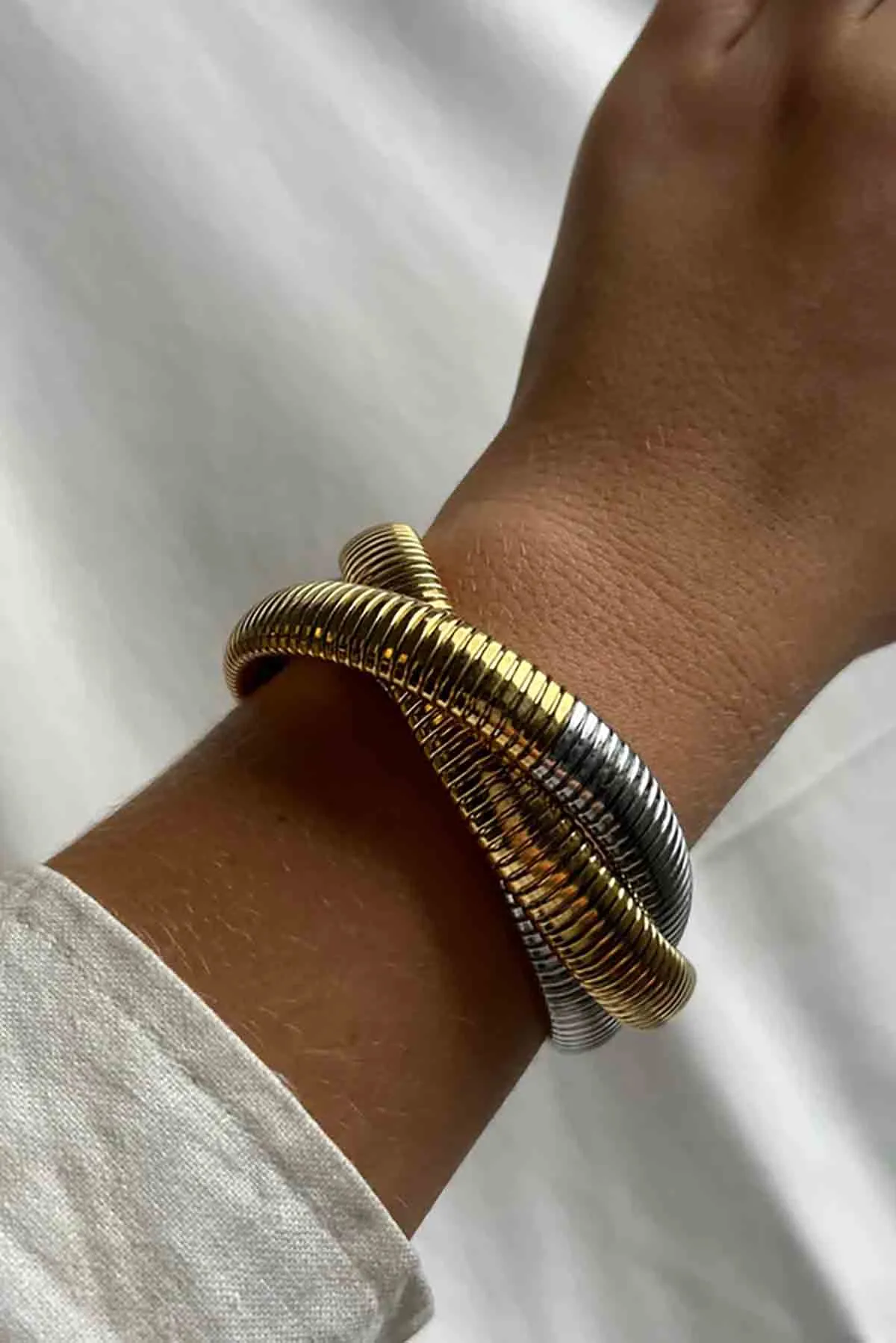 Infinity Multi Layered Bracelet Two-Tone sold by French Cuff