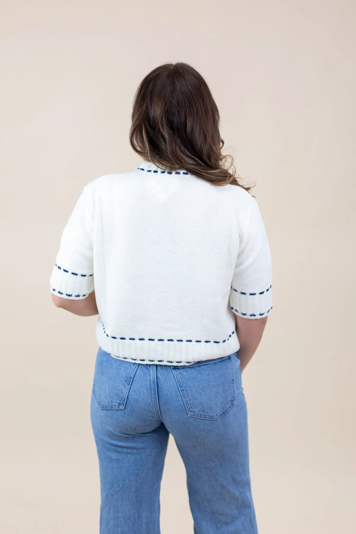 Stitch Effect Detail Short Sleeve Top sold by French Cuff product image thumbnail 4