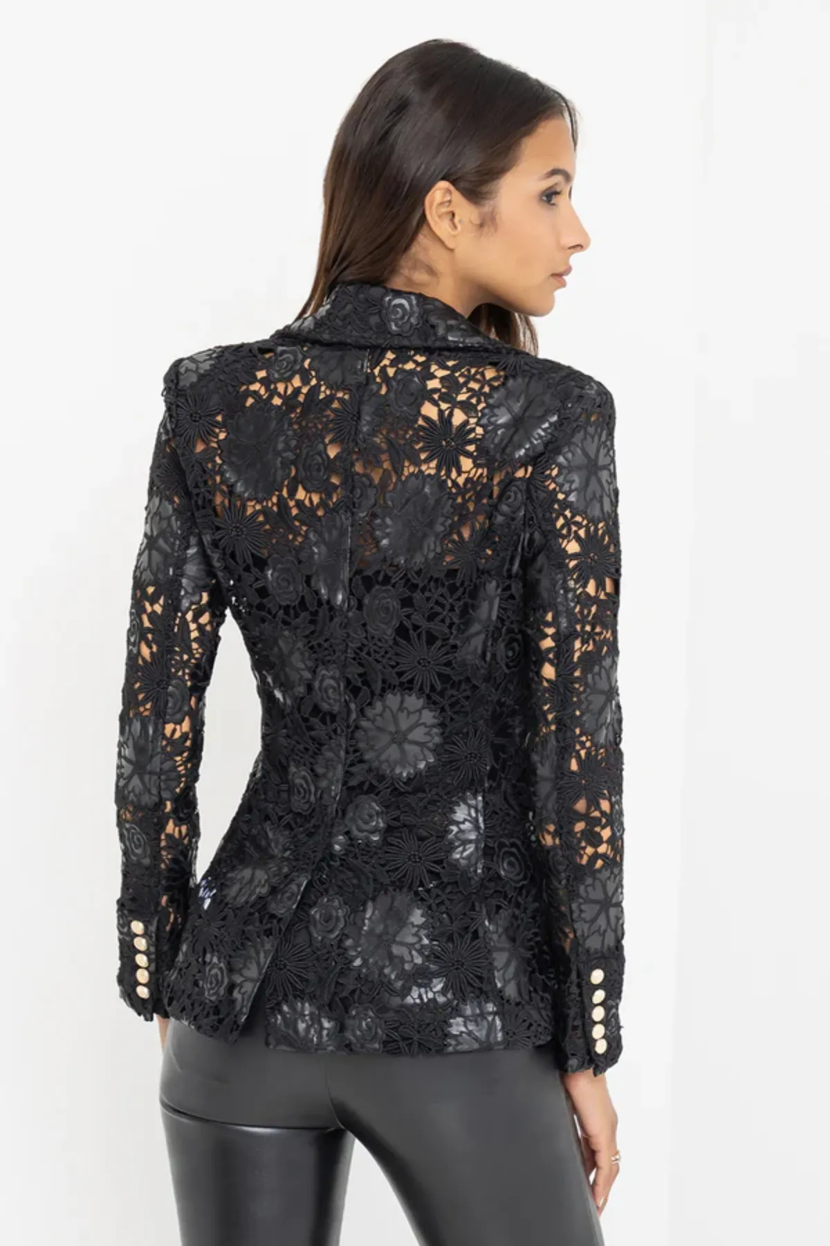 Aimee Vegan Leather Guipure Blazer sold by French Cuff product image thumbnail 3
