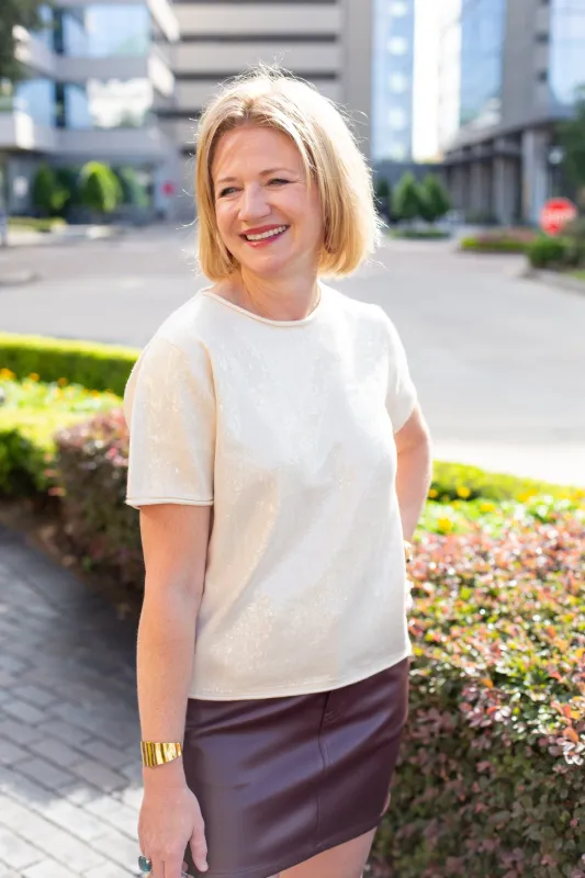 Sequin Sweater Top sold by French Cuff