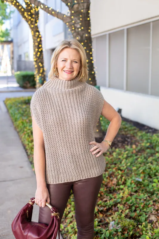 Knit Mock Neck Sleeveless Poncho sold by French Cuff