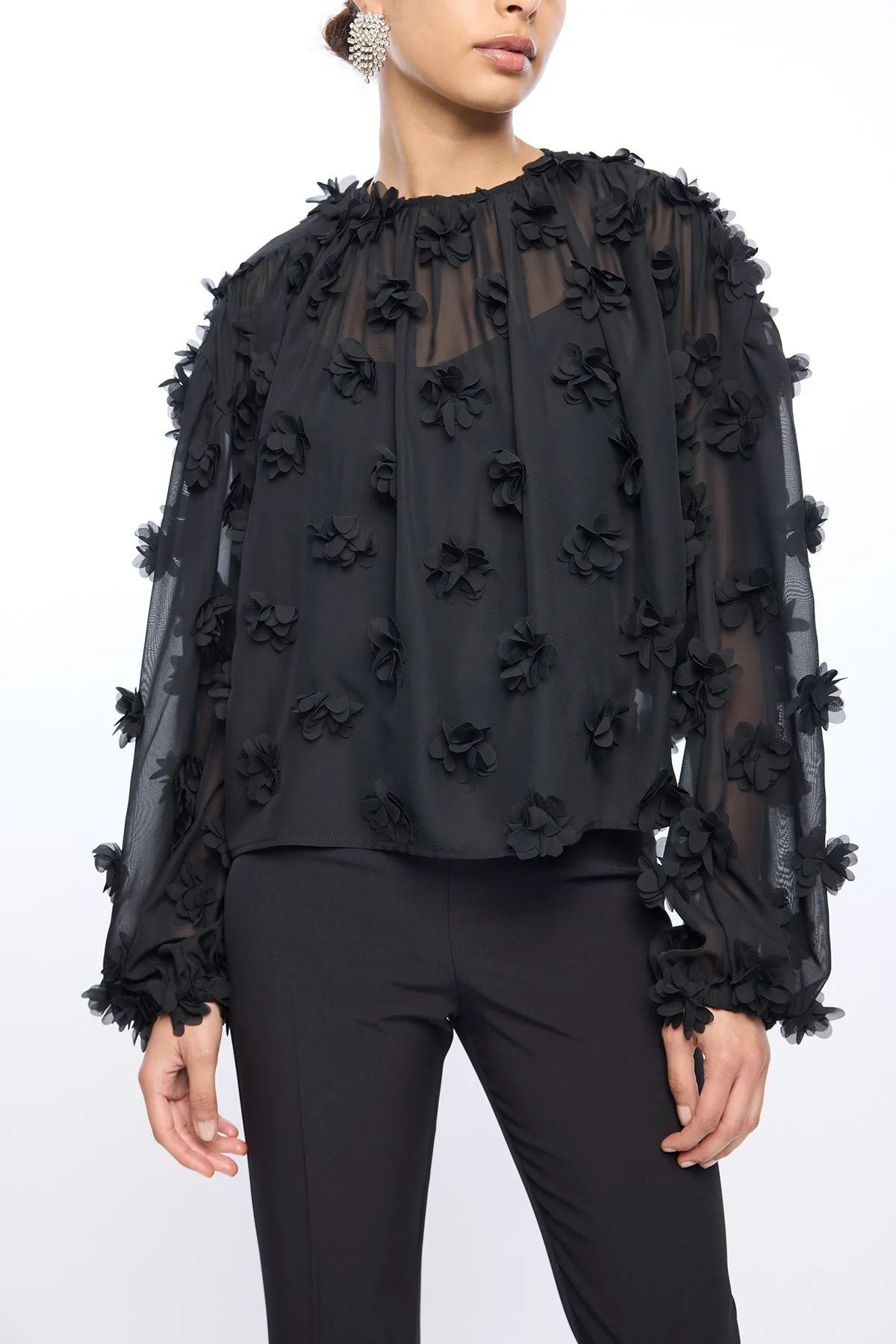 Shea Floral Sequin Blouse sold by French Cuff