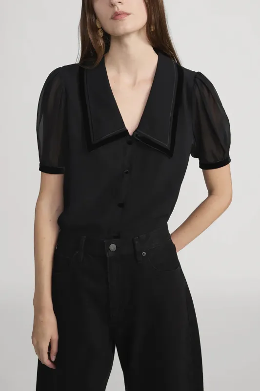 The Velvet Trim Sailor Blouse made by Frame Denim