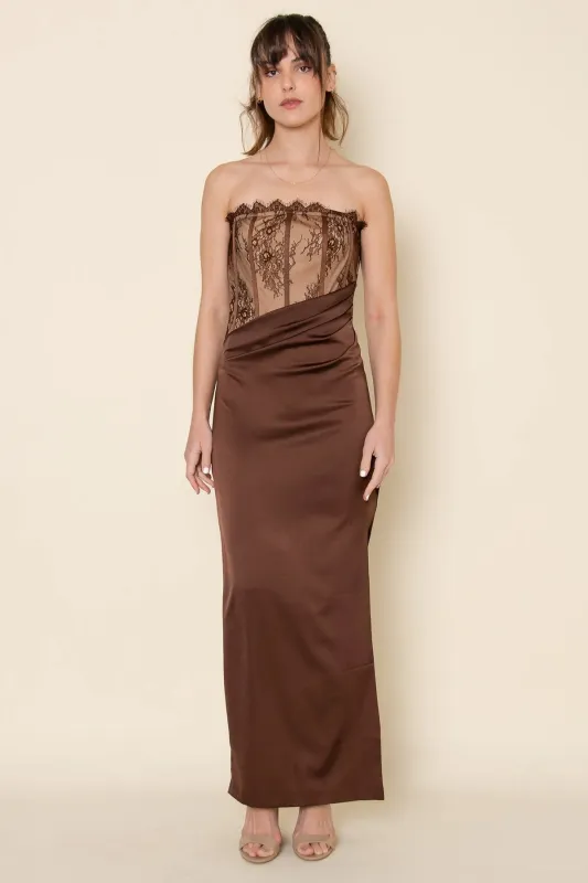 Lace Bodce Strapless Maxi Dress sold by French Cuff