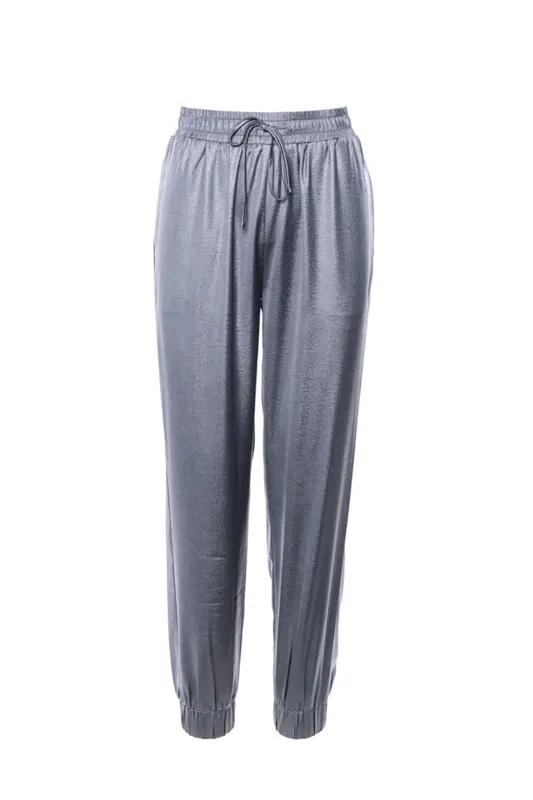 Satin Jogger with Embossed Leather Texture sold by French Cuff