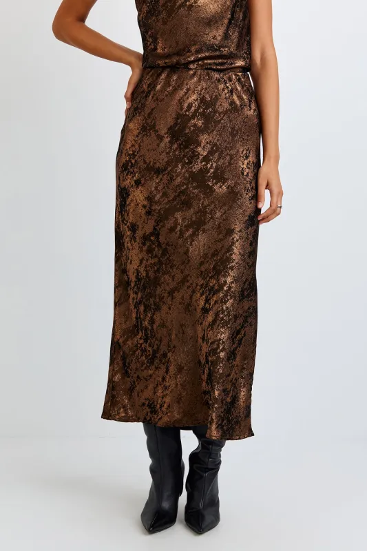 Side Slit Bias Maxi Skirt sold by French Cuff