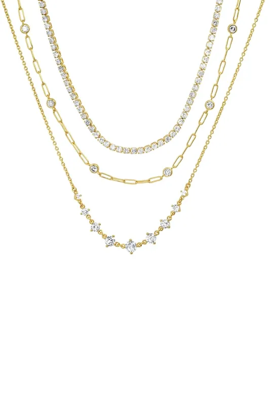 Triple Layer Link Chain Tennis Necklace sold by French Cuff