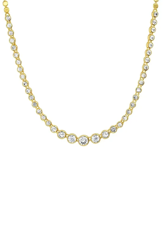 Bezel Set Cz Graduated Tennis Necklace sold by French Cuff