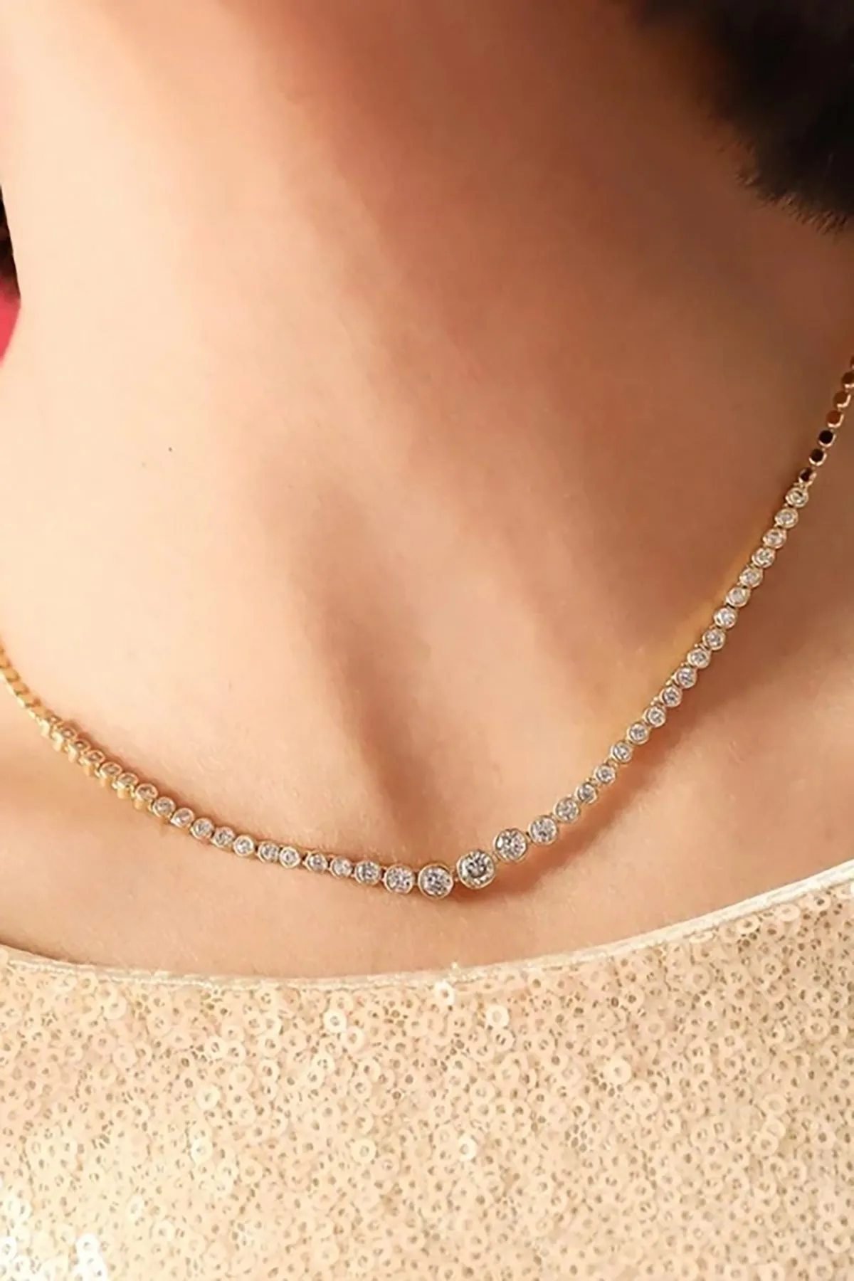 Bezel Set Cz Graduated Tennis Necklace sold by French Cuff product image thumbnail 2