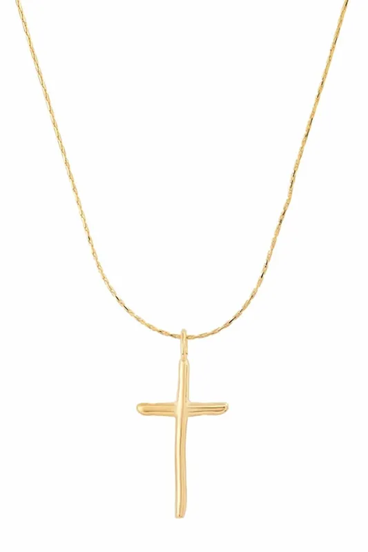 Gold Vermeil Organic Gold Cross Necklace made by French Cuff