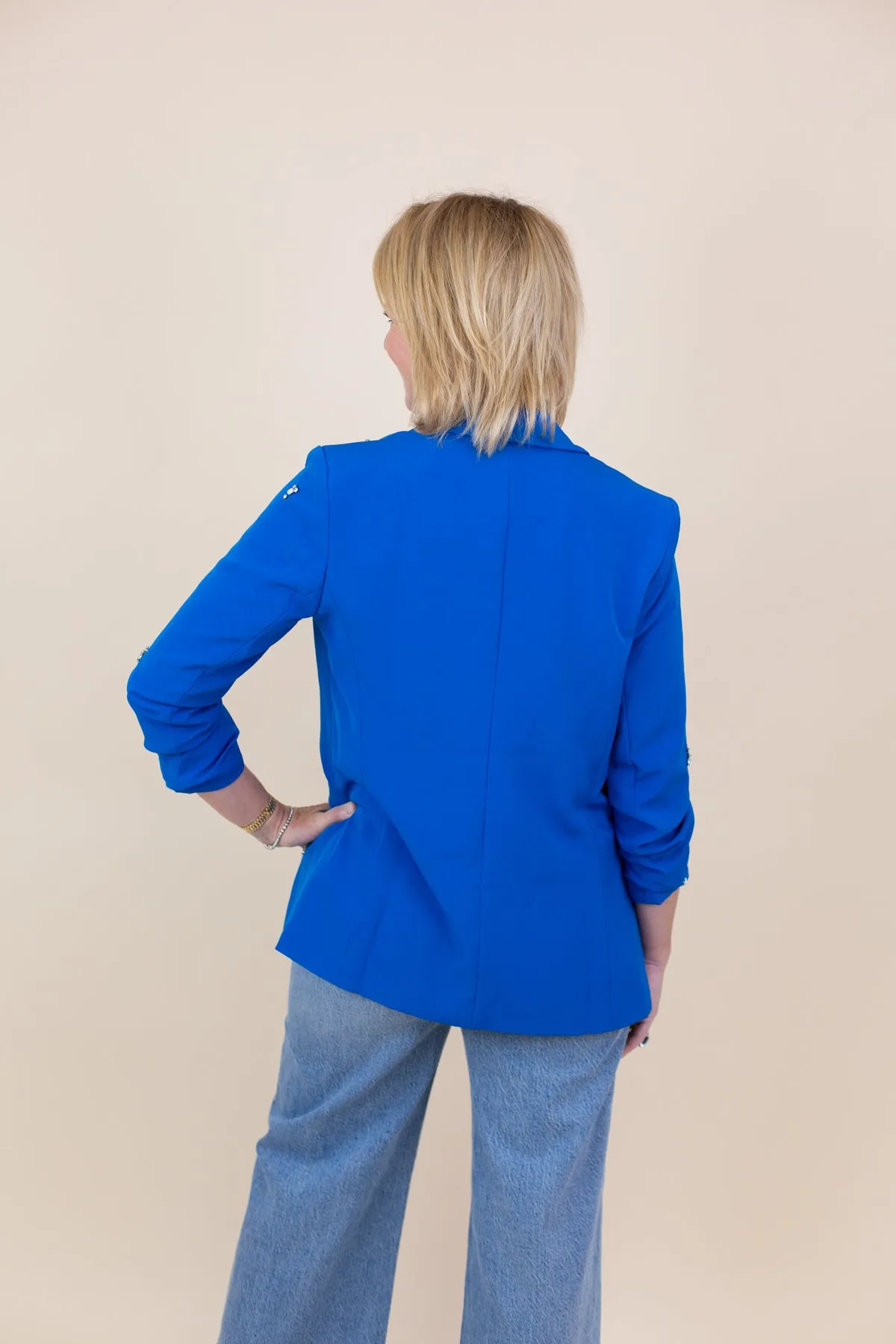 Ruched 3/4 Sleeve Blazer with Rhinestones sold by French Cuff product image thumbnail 3