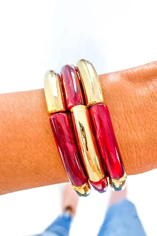 Fall & Gold Acrylic Tube Bamboo Bracelets made by French Cuff