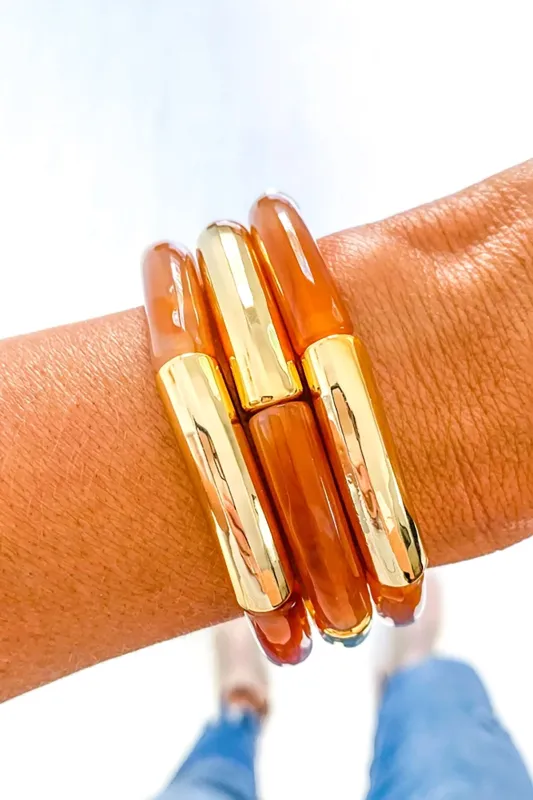 Fall & Gold Acrylic Tube Bamboo Bracelets made by French Cuff