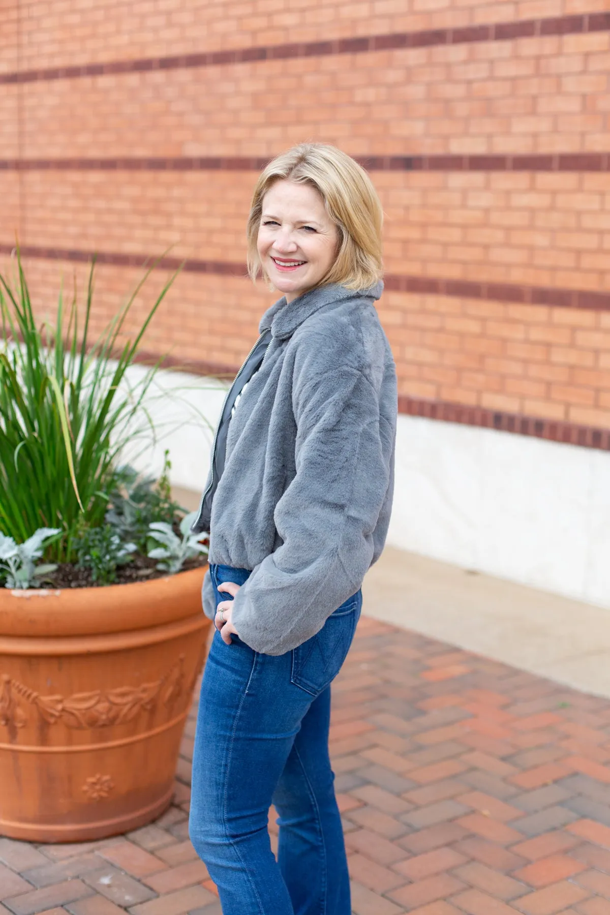 Faux Fur Zip Up Jacket With Plush Collar sold by French Cuff product image thumbnail 2