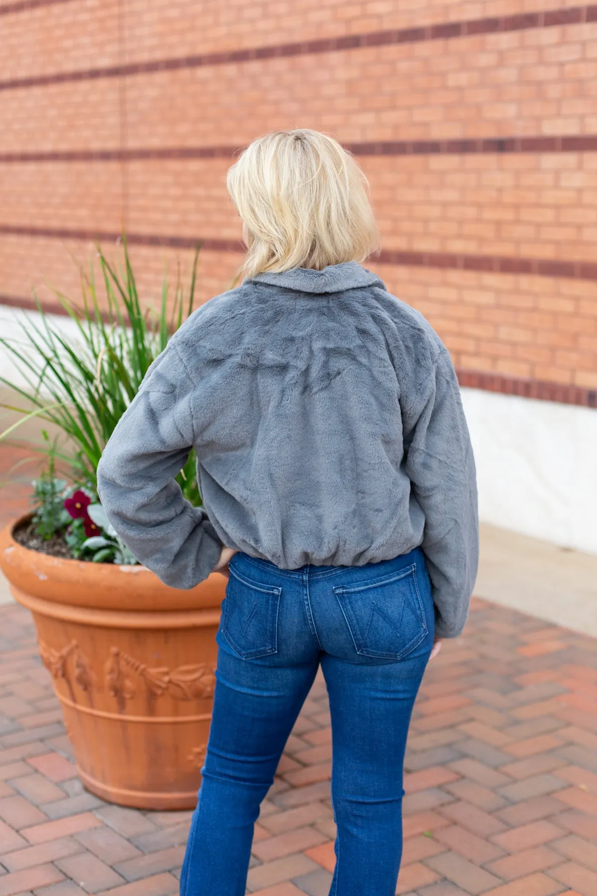 Faux Fur Zip Up Jacket With Plush Collar sold by French Cuff product image thumbnail 3