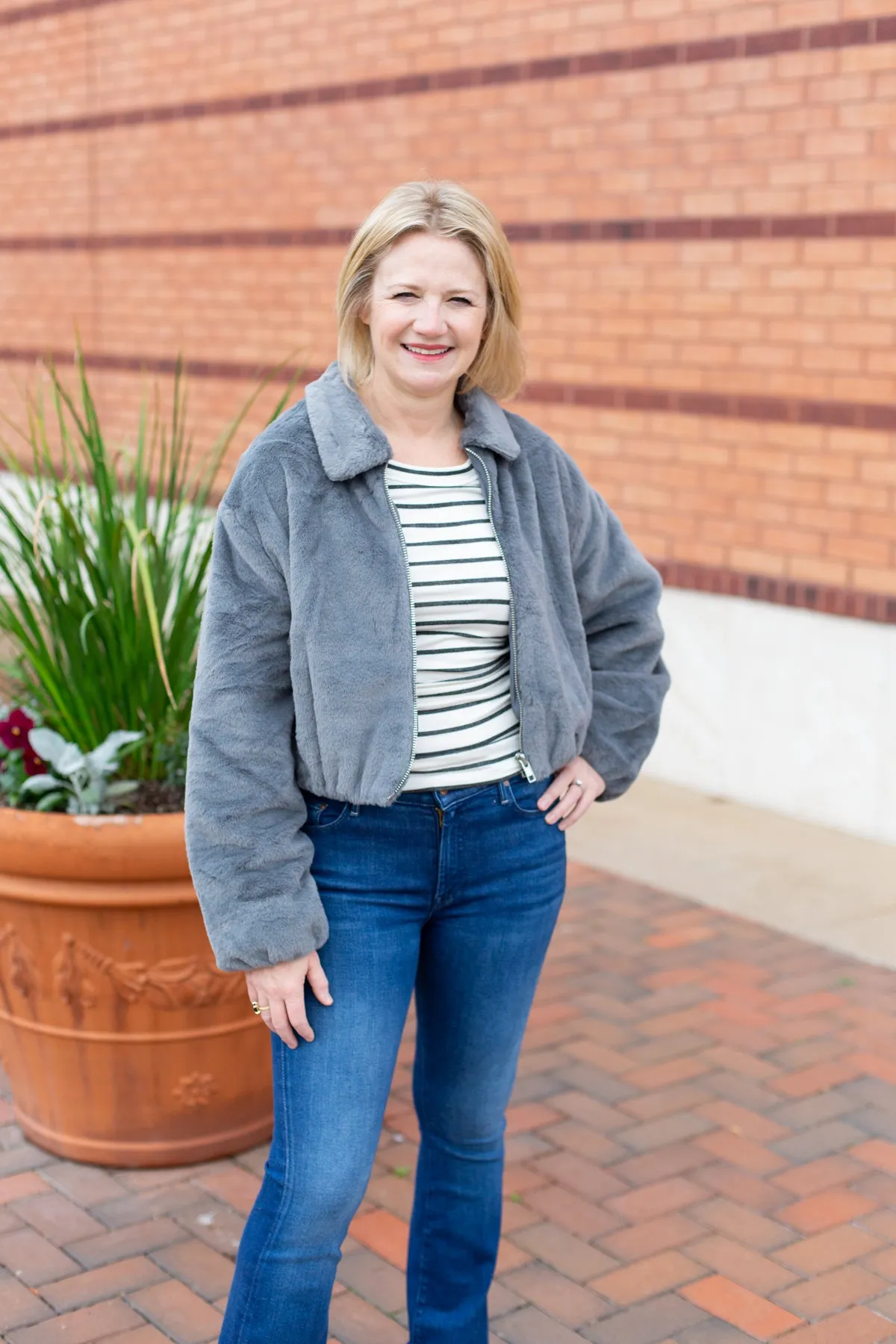 Faux Fur Zip Up Jacket With Plush Collar sold by French Cuff
