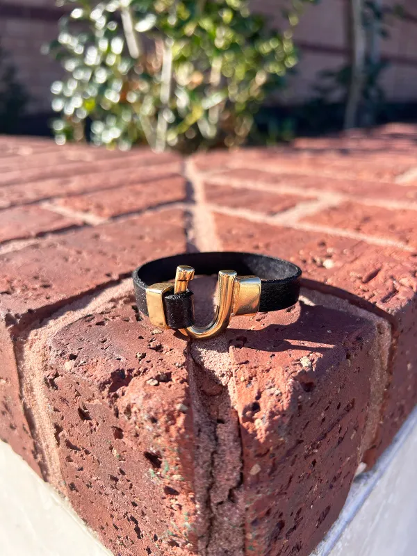 Single Horseshoe Leather Bracelet Wrap sold by French Cuff