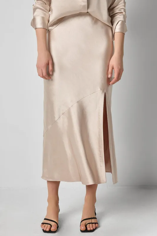 Satin Slit Front Skirt made by Lilla P