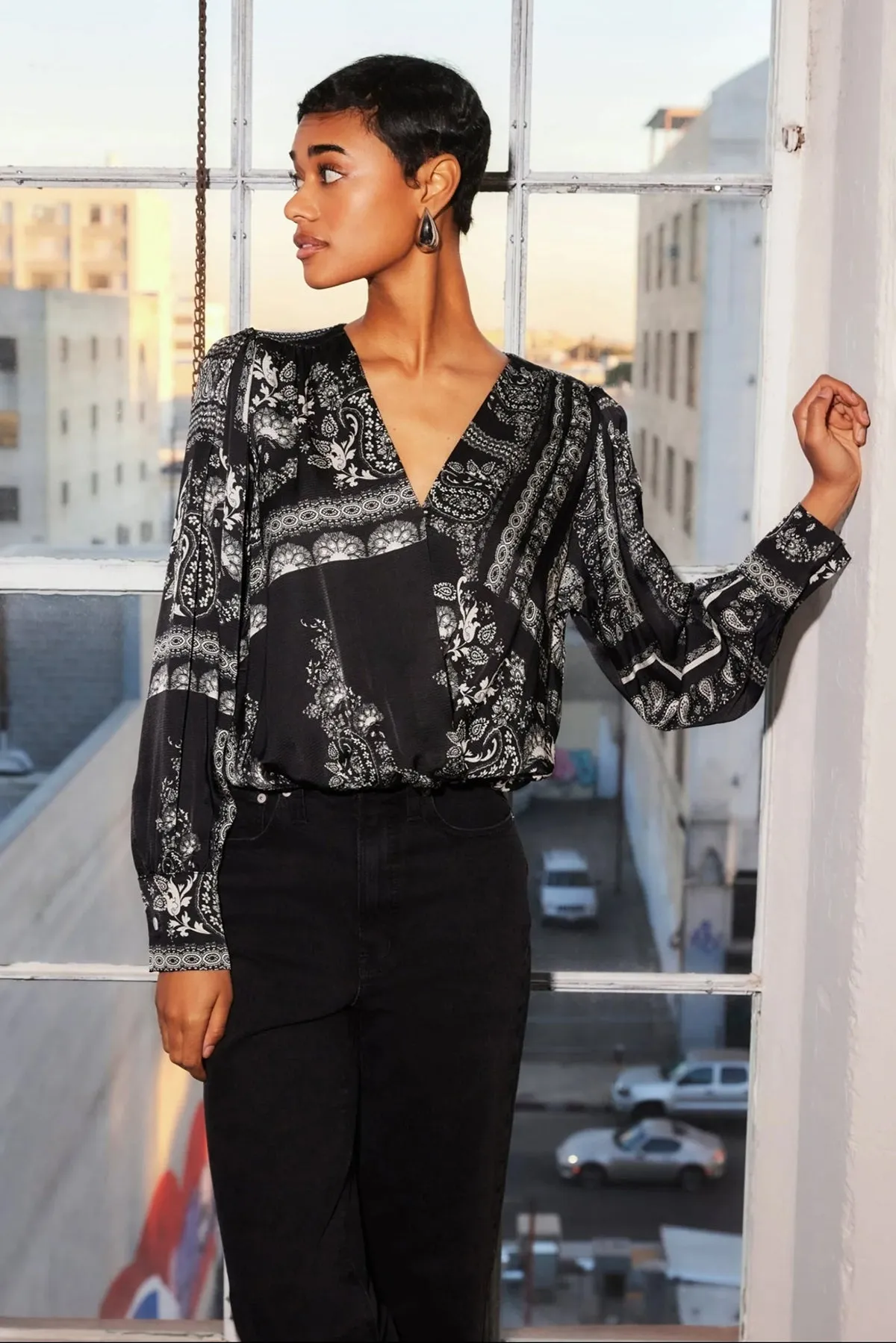 Ines Drape Front Top sold by French Cuff