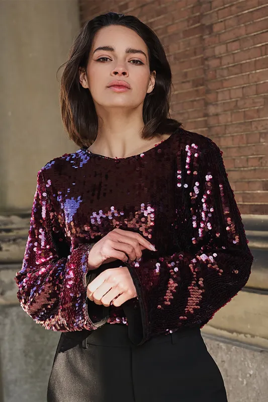 Top Flared Sleeve Sequins sold by French Cuff