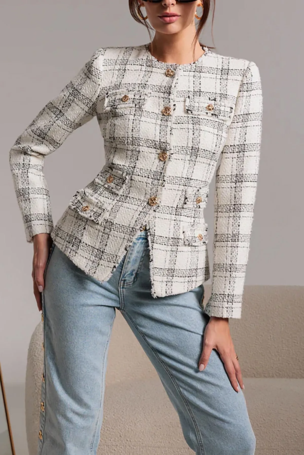 Havana Windowpane Tweed Blazer sold by French Cuff product image thumbnail 3