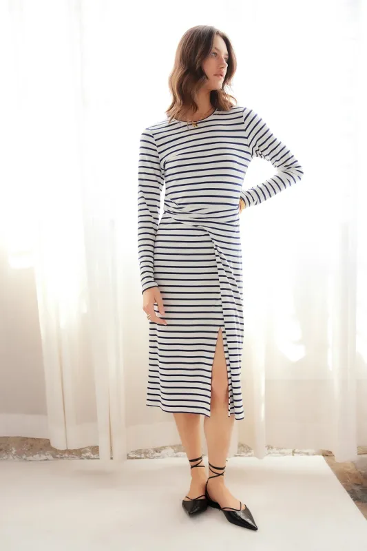 Sadie Side Drape Midi Dress sold by French Cuff