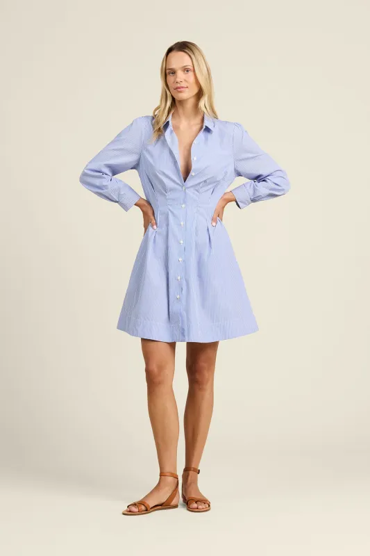 Lyra Dress Blue/White Stripe sold by French Cuff