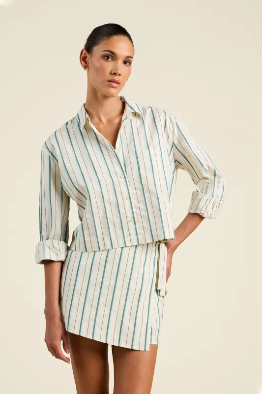 Nessa Shirt Verde Stripes sold by French Cuff
