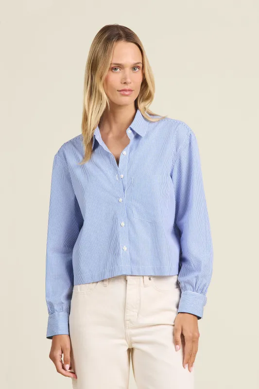 Nessa Shirt Blue/White Stripe sold by French Cuff