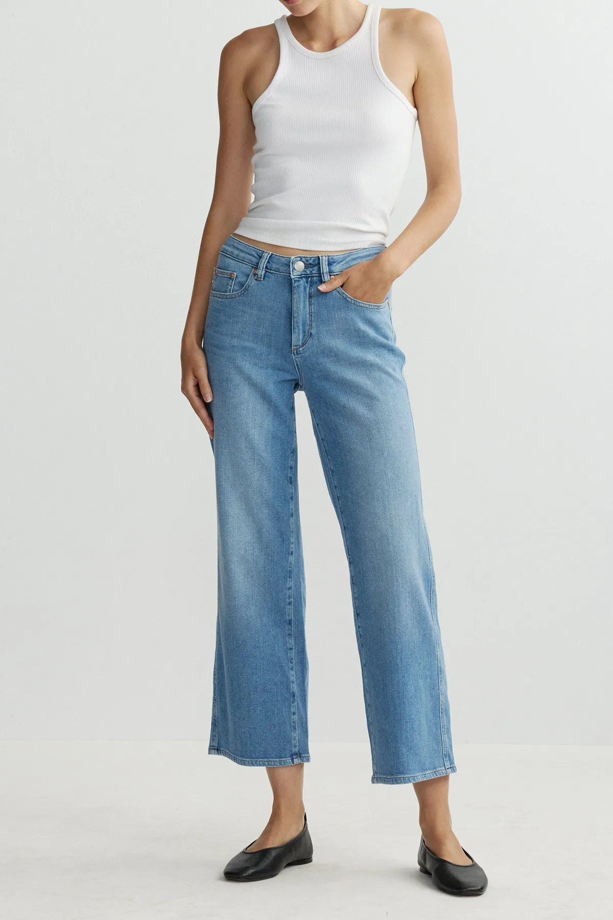 Pippa Refined Wide Leg: Mid Rise Ankle sold by French Cuff