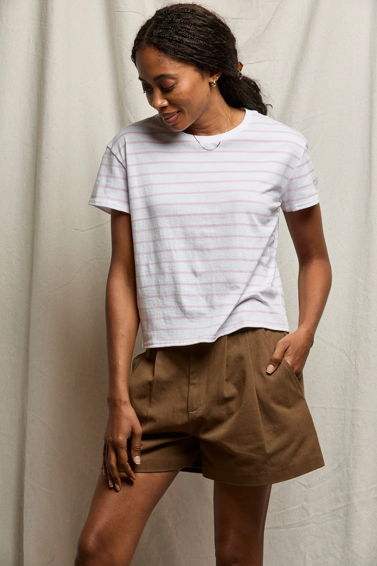 Everett Jersey Stripe Boxy Crewneck Tee sold by French Cuff