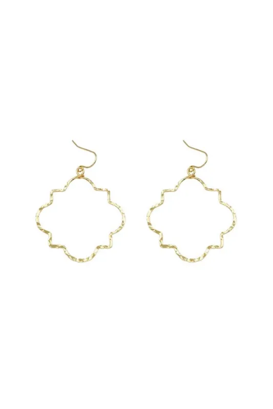 Hammered Gold Textured Open Geometric 1.5" Earring made by French Cuff