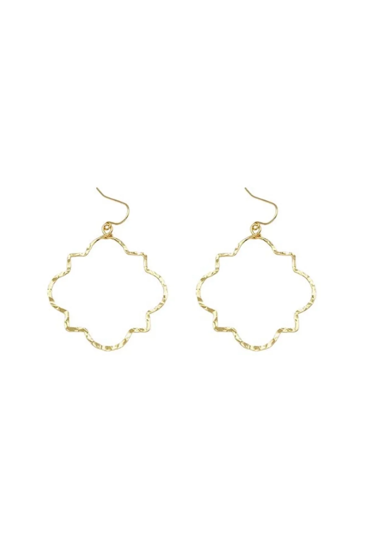 Hammered Gold Textured Open Geometric 1.5" Earring sold by French Cuff