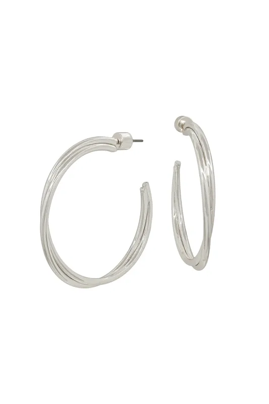 Silver Twisted 2" Hoop Earring made by French Cuff