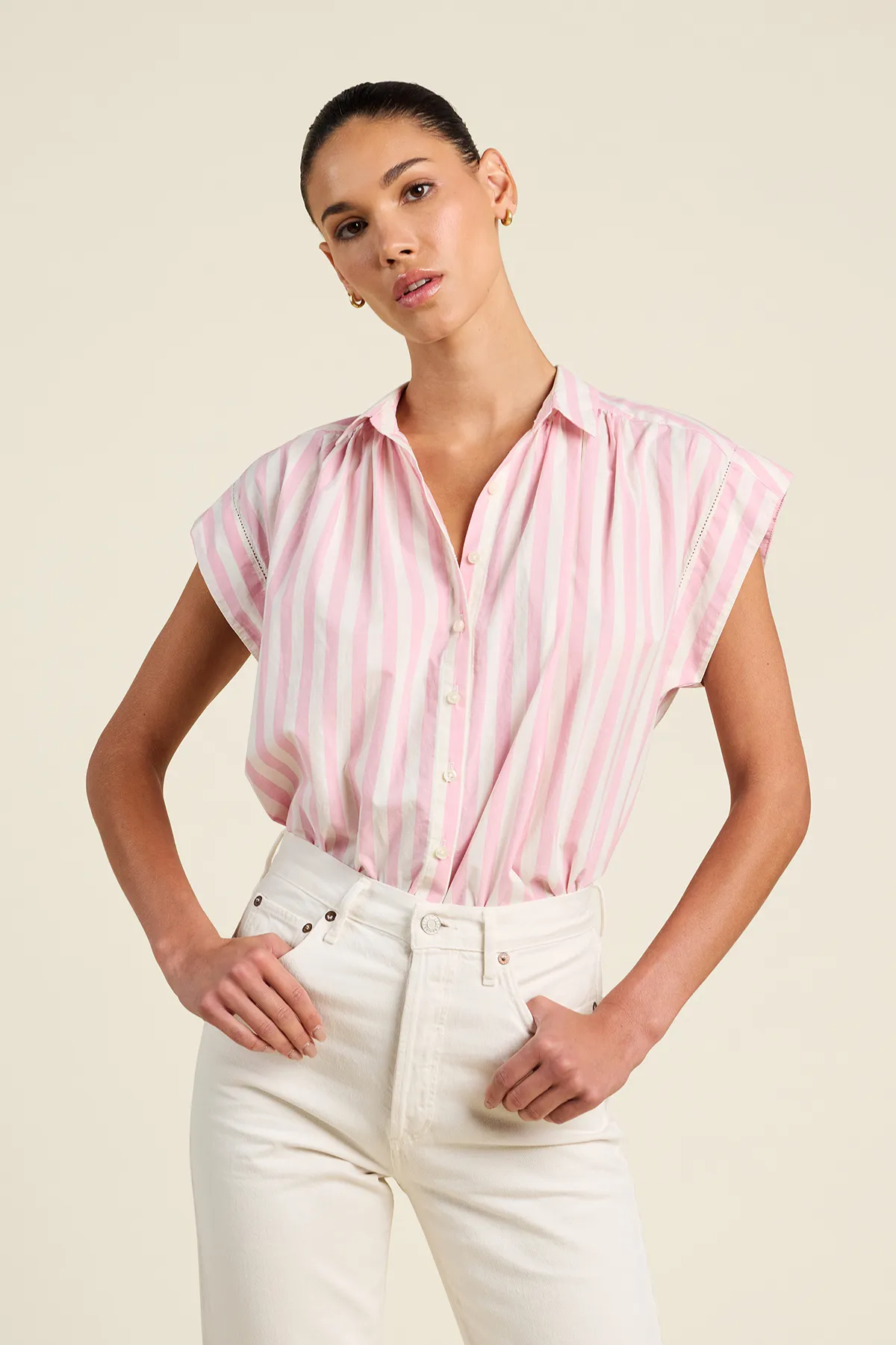 Della Shirt Pink Stripe sold by French Cuff