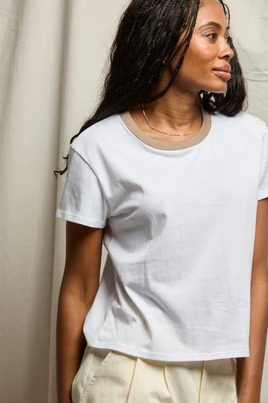 Billie Cotton Contrast Crewneck Tee made by Perfectwhitetee