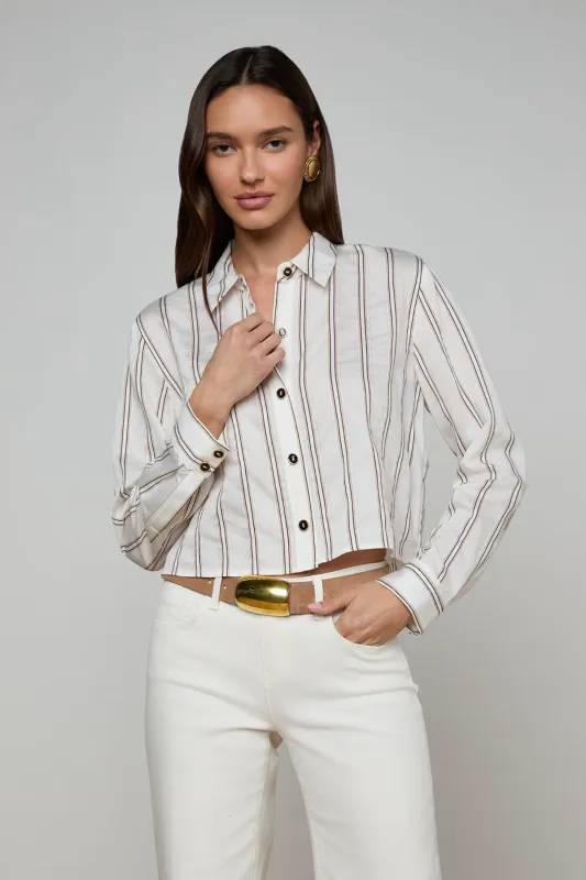 Cosette Crop Hi Low Shirt made by L'AGENCE