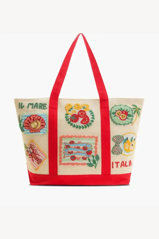 Postcard from Italy Destination Beaded Boat Tote made by America & Beyond