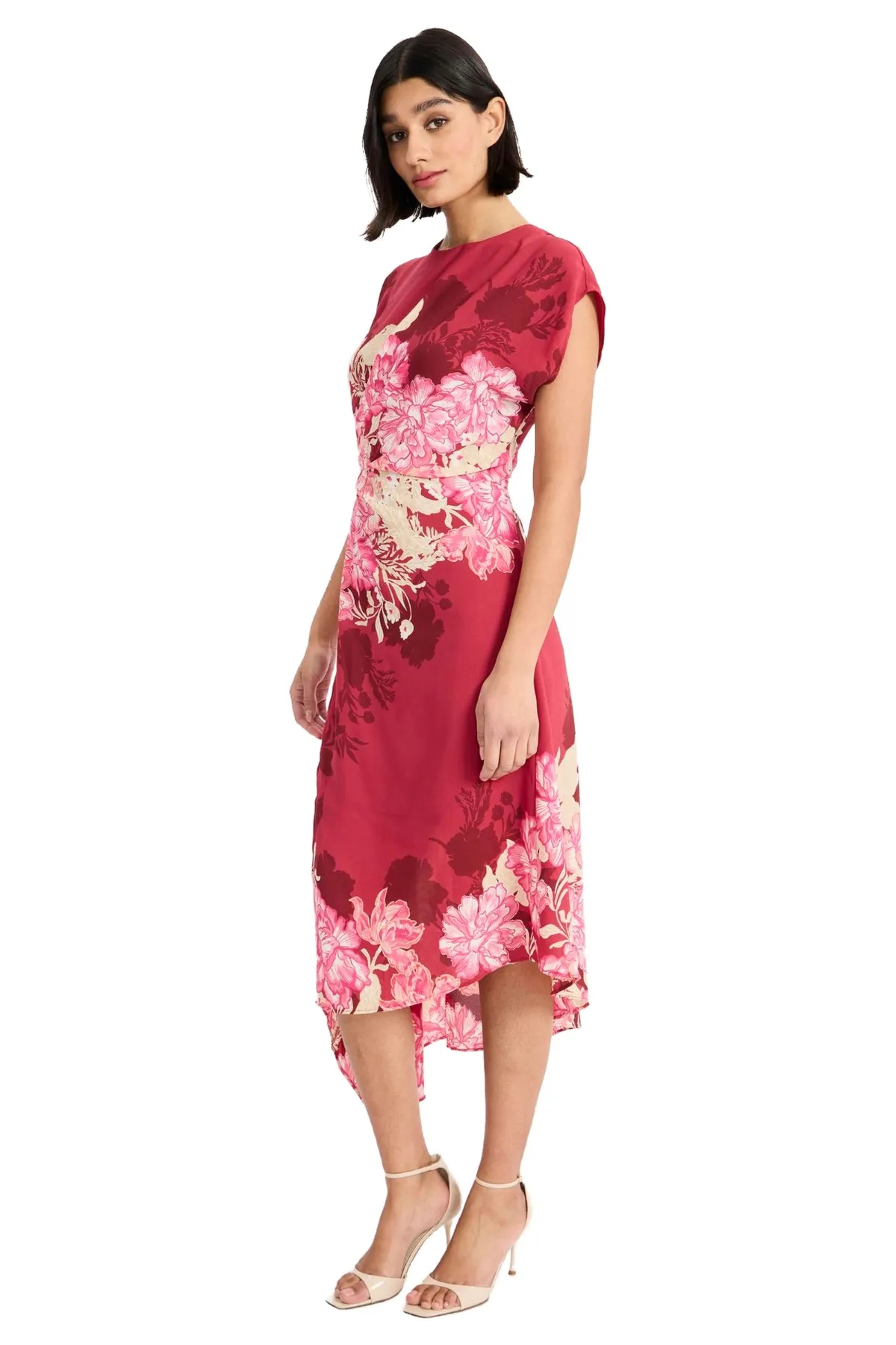 Short Sleeve Asymmetrical Hem Midi Dress sold by French Cuff product image thumbnail 3
