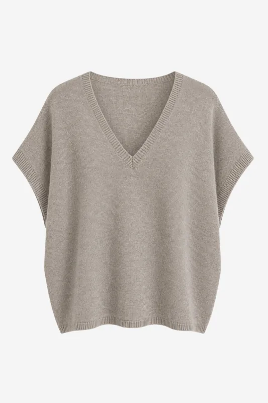 Italian V-Neck Sweater Knit Top made by French Cuff