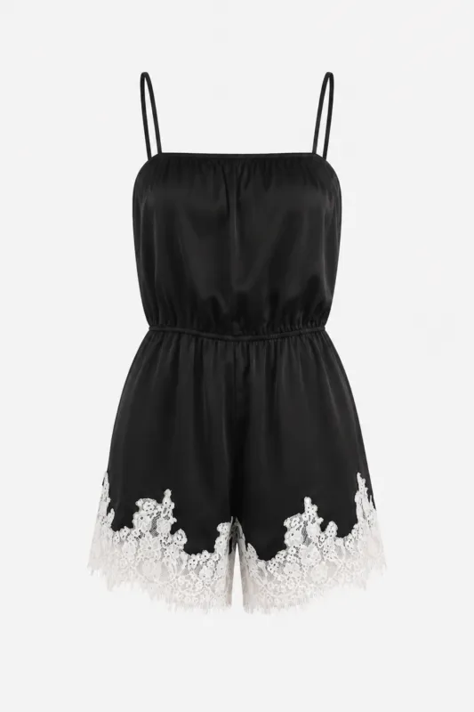 Lace Satin Romper made by French Cuff
