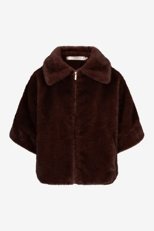 Coat Poncho Fake Fur made by French Cuff