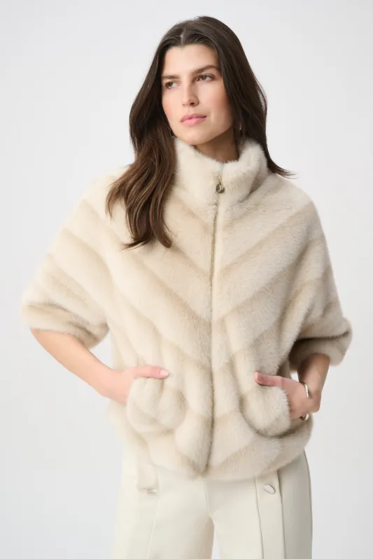 Chevron Print Faux Fur Jacket made by Joseph Ribkoff