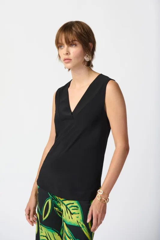 Sleeveless V- Neck Top- Black sold by French Cuff