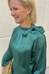 Satin Tie Neck Mini Dress sold by French Cuff