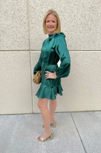 Satin Tie Neck Mini Dress sold by French Cuff