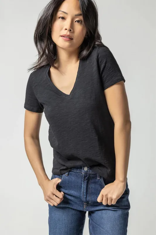 V-Neck Short Sleeve Back Seam Tee - Core sold by French Cuff