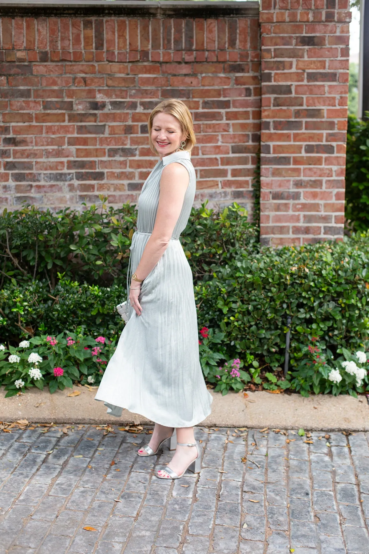 Sage Sleeveless Button Down Silky Dress sold by French Cuff product image thumbnail 2