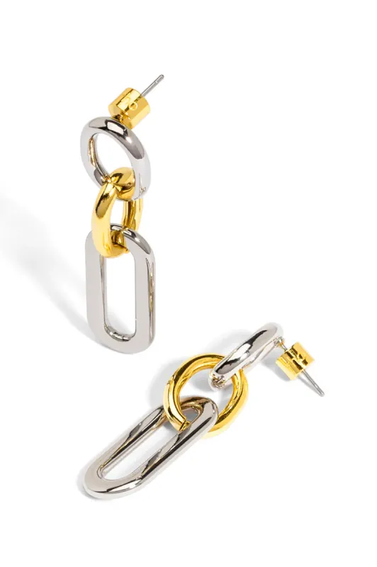 Two-Tone Mixed Links Drop Earrings sold by French Cuff